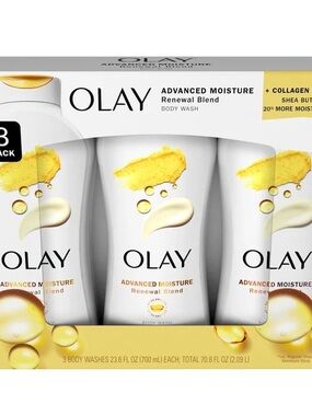 OLAY Advanced Moisture Renewal Blend Body Wash - White & Yellow
